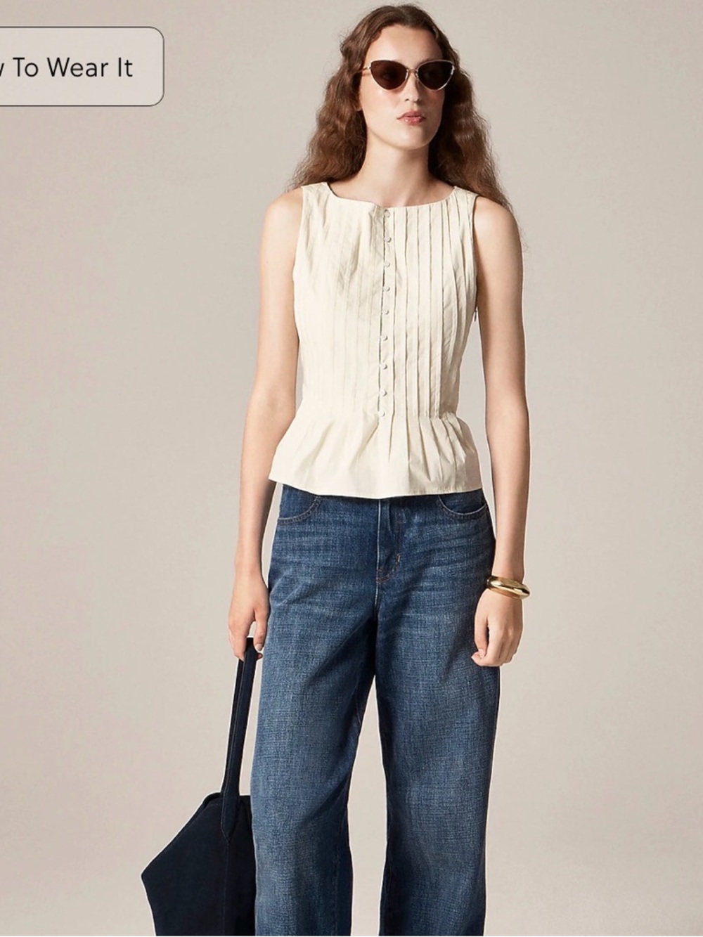J.Crew Pintuck top in premium-weight cotton poplin